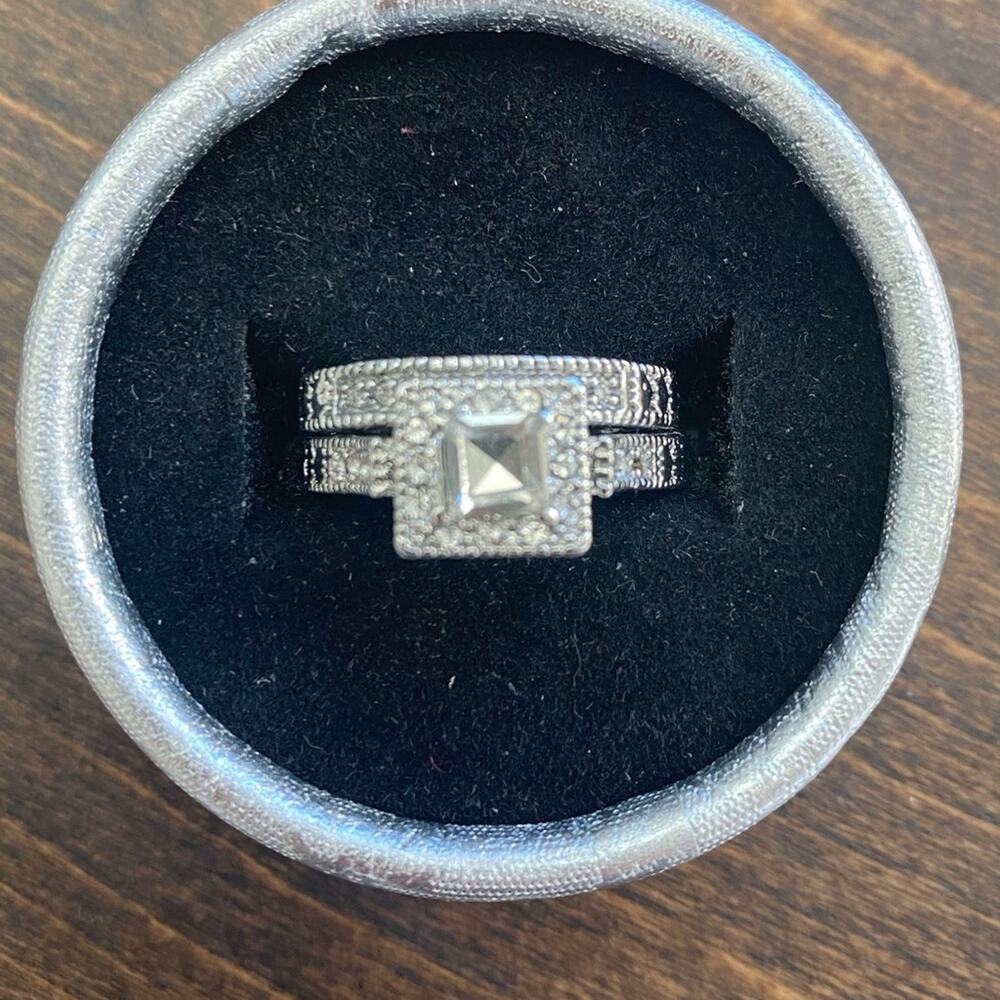 2 Piece Vintage Style Silver Ring Set